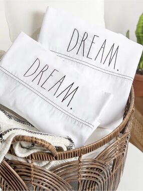 Rae Dunn White 'Dream' Embroidered Pillowcase Set of two